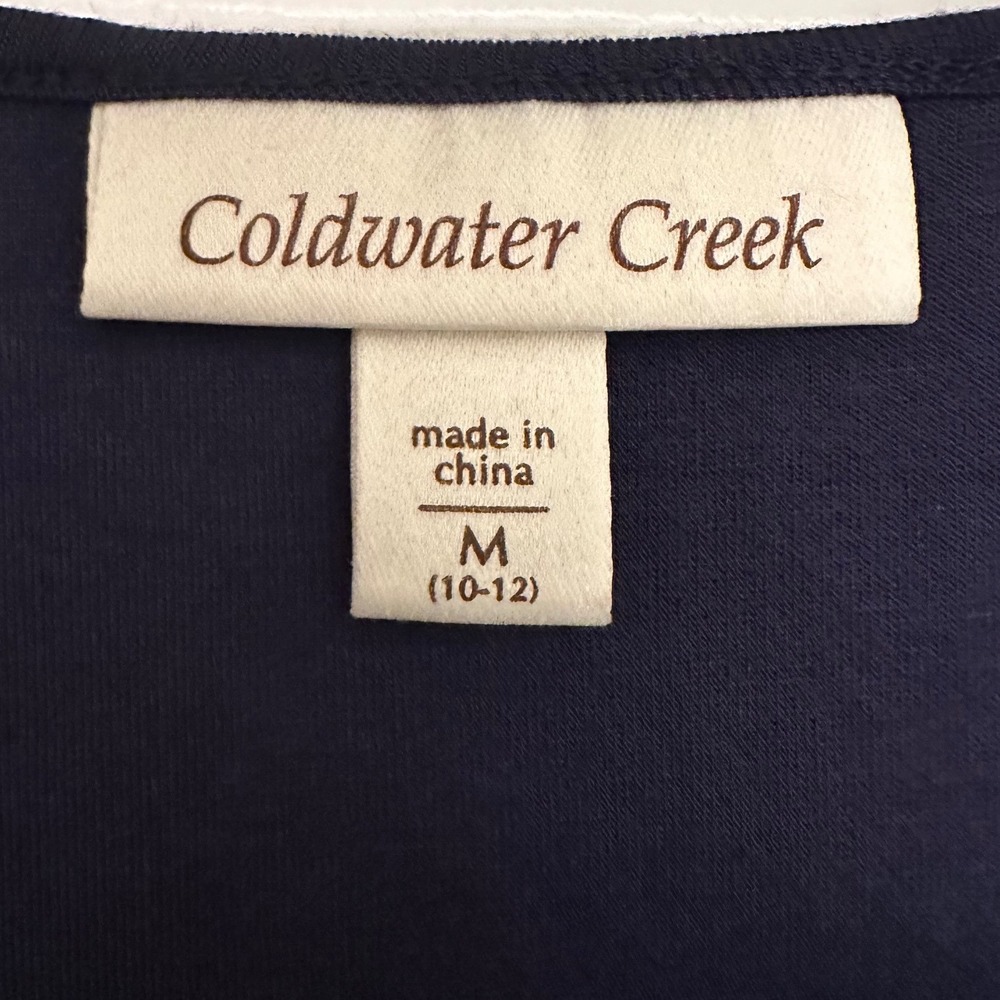 Coldwater Creek Navy Blue Pleat Detail Knit Dress Sleeveless M 10/12 Comfy New - Picture 4 of 9